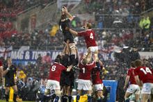 Chris Jack rises above the rest as the All Blacks do battle with the British and Irish Lions in 2005. CREDIT: NZ Rugby