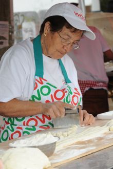 Nonna making Gnocci at Norton St Italian Festa