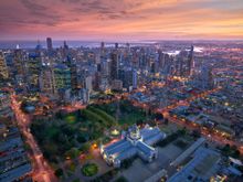 Melbourne Skyline and Royal Exhibition Building, Melbourne, Victoria