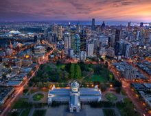 Melbourne Skyline and Royal Exhibition Building