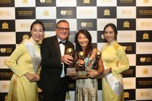 Christine Mechtler after receiving the awards on behalf of Oakwood