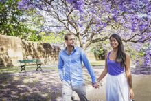 Jacarandas in bloom outside Victoria Barracks, Paddington, Sydney