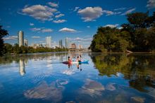 Austin Skyline with kayaker