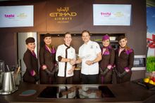 Chef Scott Bridger (Bib & Tucker and May Street Larder, Perth) with Etihad Airways Inflight Chefs and Cabin Crew