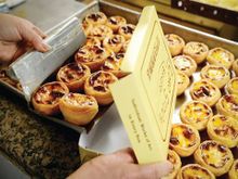 Lord Stow's famous egg tarts - served piping hot 