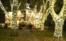 Holiday lights beckon shoppers to the town of Sonoma.