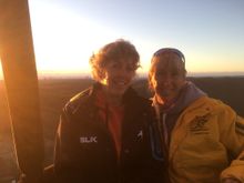 Floating above the Surfers Paradise skyline at dawn, Glynis Nunn-Cearns (right) with fellow track and field coach Leanne Hines-Smith.
