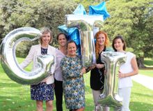 GTI's leadership team celebrates the company's 10th birthday and new brand: (from left) Managing Director, Sarah Anderson; Head of PR (Acting GM) Rachel Jones; Head of Strategy, Caroline Brunel; Head of Trade, Anne Morris; and General Manager, Georgia Gre