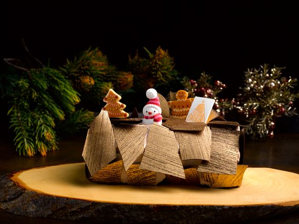 Signature Chocolate Yule Log with Gold Flakes Signature Chocolate Yule Log with Gold Flakes