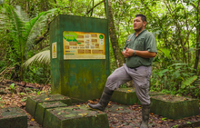 Guests are able to go on a “back of the house” sustainability tour at all of the Cayuga Collection properties.  In this picture Jose explains the functioning of the Bionest Treatment plant at Lapa Rios Ecolodge.