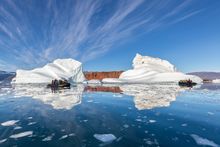 Zodiac cruising in Scoresby Sund, Greenland