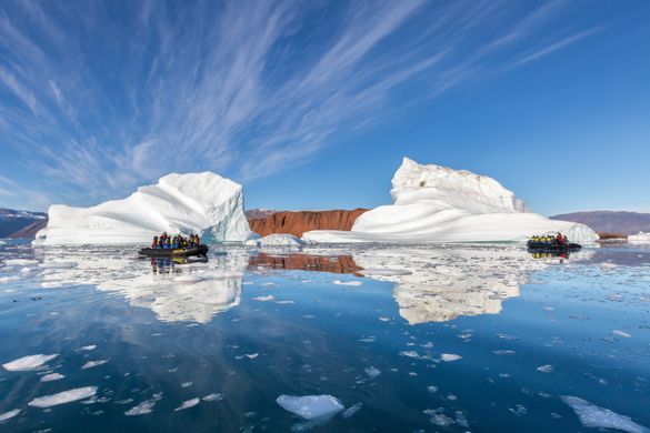 Zodiac cruising in Scoresby Sund, Greenland
