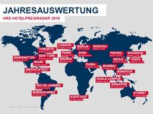 Durchschnittspreise pro Zimmer je Hotelübernachtung in Top-Destinationen weltweit in 2016
