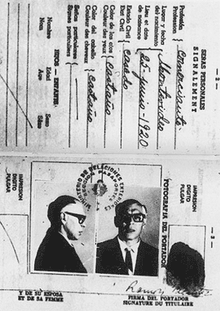 Che Guevara's Fake Passport on entering Bolivia