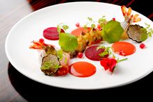 ABURI TORO, STEAMED AWABI, KURUMA EBI  BEET ROOT MISO