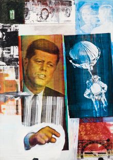 Retroactive II1964 Oil and silk-screen ink print on canvas 213.4 x 152.4 cm Museum of Contemporary Art Chicago. Partial gift of Stefan T. Edlis and H. Gael Neeson© Robert Rauschenberg Foundation, New York. Photo: Nathan Keay