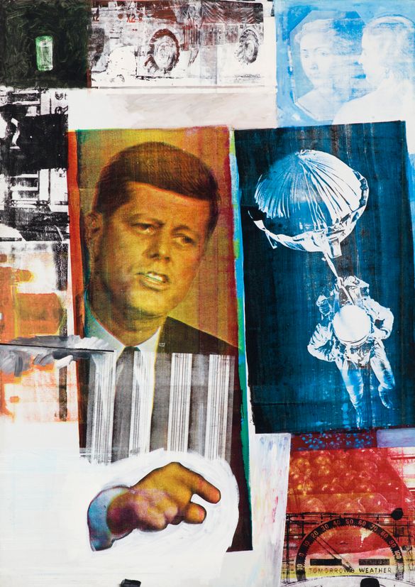 Retroactive II1964 Oil and silk-screen ink print on canvas 213.4 x 152.4 cm Museum of Contemporary Art Chicago. Partial gift of Stefan T. Edlis and H. Gael Neeson© Robert Rauschenberg Foundation, New York. Photo: Nathan Keay