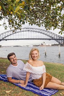 Sydney to Me musicians Jess Dunbar and Matt Price at Blues Point Reserve. Credit  Destination NSW 