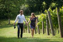 Walking through the wines at Chapel Down Winery, Kent