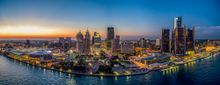 Detroit's skyline at night