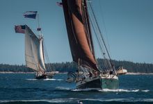 Windjammers Ladona and Angelique racing across Penobscot Bay.