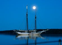 Full Moon rising over Maine Schooner Heritage.