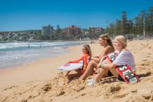 Junior Surfer Cedar Leigh-Jones, Beach Volleyball player Katie Bartoli and Skateboarder Poppy Olsen at Manly Beach  