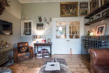 One of the hidden snugs at Old Park Hall - complete with wine rack!