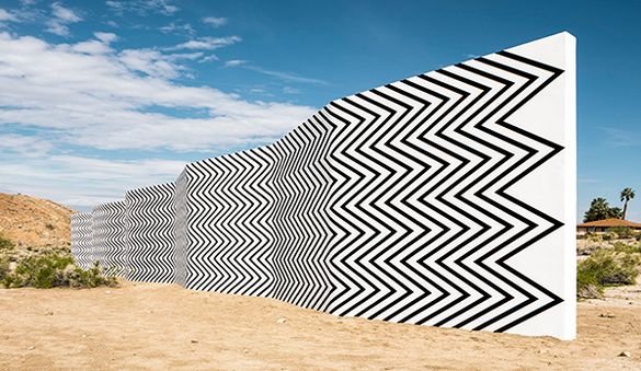 Desert X installation view of Claudia Comte, Curves and Zigzags, 2017, photo by Lance Gerber, courtesy of the artist and Desert X.