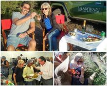 TOP: Lucille with her husband Robert enjoying sundowners at the beautiful Shamwari Game Reserve. LEFT: Kevin Chaplin, Managing Director of the Amy Foundation, and a student in the culinary program cooking Lucille’s favorite dish – vegetarian pakoras!  RIG