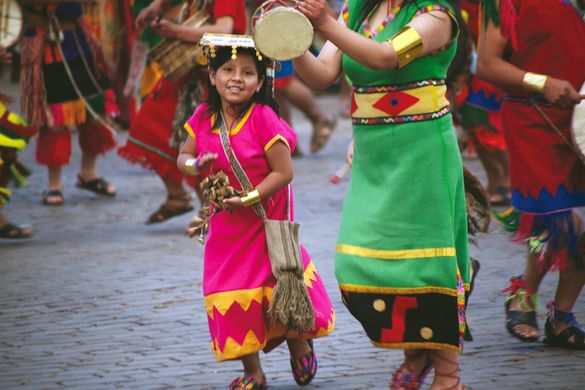 A young girl celebrates Inti Raymi in Peru. 