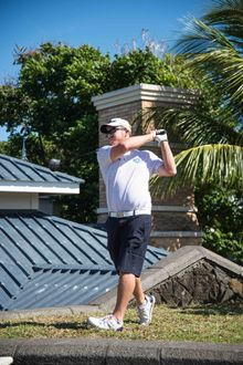George Coetzee teed off the launch of the 2017 AfrAsia Bank Mauritius Open from the terrace of The Heritage Le Telfair Golf and Spa Resort in Mauritius on Thursday as they hit golf balls into the Indian Ocean.