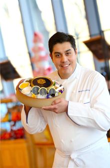 Director of Operations F&B Nikolaos Lekkas presents NUO's own superior caviar, the latest addition to the N'Joy Sunday Brunch