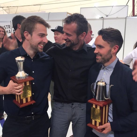 ONA Coffee's Head Trainer Hugh Kelly, ONA Coffee founder Sasa Sestic and ONA Head Roaster Sam Corra