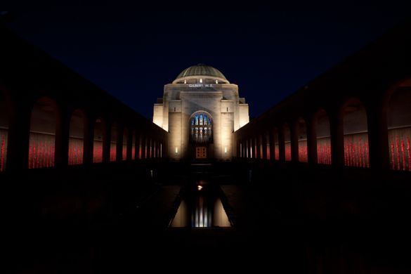 The Australian War Memorial illuminated at night