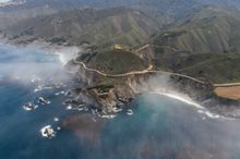 Aerial of Highway 1 and Big Sur Coast