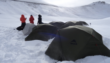 MSR expedition tents in action on the Zagros mountains in Iraqi Kurdistan on an adventure travel expedition with Secret Compass