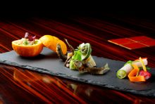 NEW STYLE HAMO YUZU KAMAFRIED CHIAYU TAKENOKO, KINOME MISOTEMARI SUSHI (landscape)