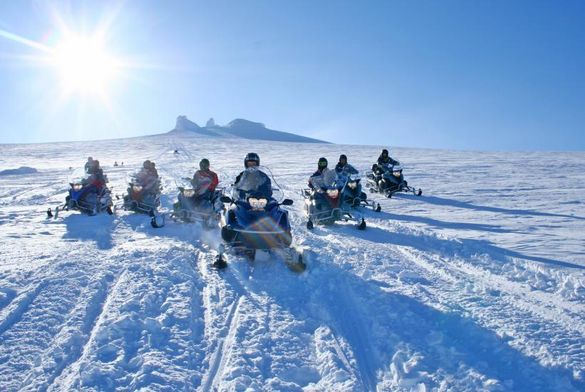 Snowmobile excursion on Lake Myvatn