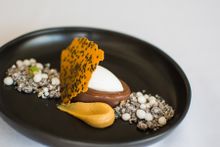 Artemis Grill - Grand Cru Chocolate Ganache (Banana Cream, Coconut Sorbet, Salted Sesame Crumble) 