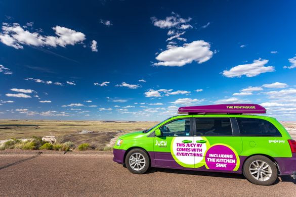 JUCY RVs have all the modern features of a mini RV, including a fridge, two gas stoves, a sink and two comfortable double beds that sleep up to four people. JUCY RVs have all the modern features of a mini RV, including a fridge, two gas stoves, a sink and two comfortable double beds that sleep up to four people.