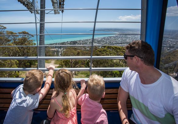 A family enjoying the gondola ride 