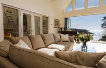 The living area at The Coach House at Moulthaven, Salcombe