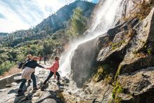 Far from the crowds of Yosemite Valley, visitors can experience the abundance of waterfalls up-close and personal in the Hetch Hetchy section of the national park, which is easily accessible from Rush Creek Lodge’s location on Highway 120. Photo credit:  