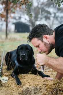 Jayson, owner of The Truffle Farm, and his truffle hunting pooch Samson are successful in finding a truffle.