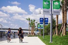 Biking on the Tampa Riverwalk