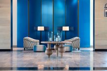 The hotel entrance corridor at Kimpton Seafire Resort + Spa, Seven Mile Beach, Grand Cayman.