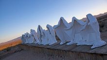 Large-scale ghostly sculptures in Rhyolite are part of Nevada's outdoor art scene.