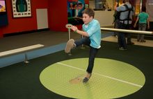 Testing sporting skills at the Australian Institute of Sports Sportex exhibition