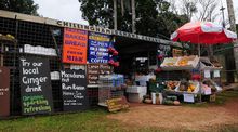 Buck's rustic roadside stall at Chillingham in the Tweed Valley